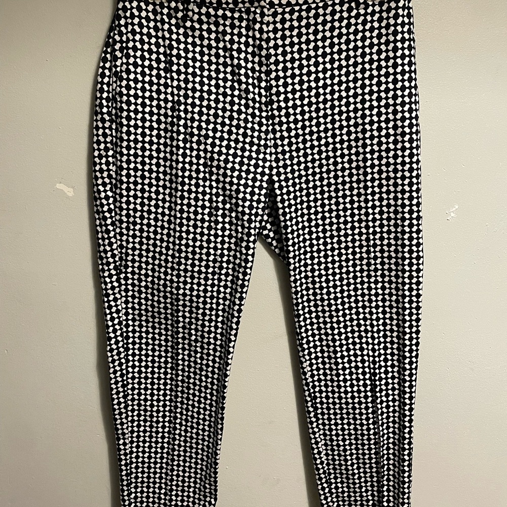 H&M Black and White Patterned Dress Pants